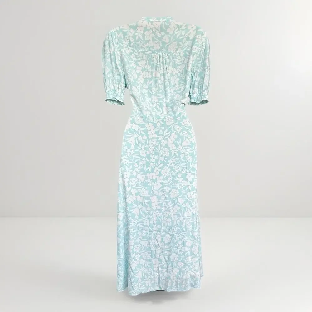 Hobbs London Helen Dress Size 6 (UK 10) Floral Midi Blue Ivory V-Neck Regency - Picture 8 of 12